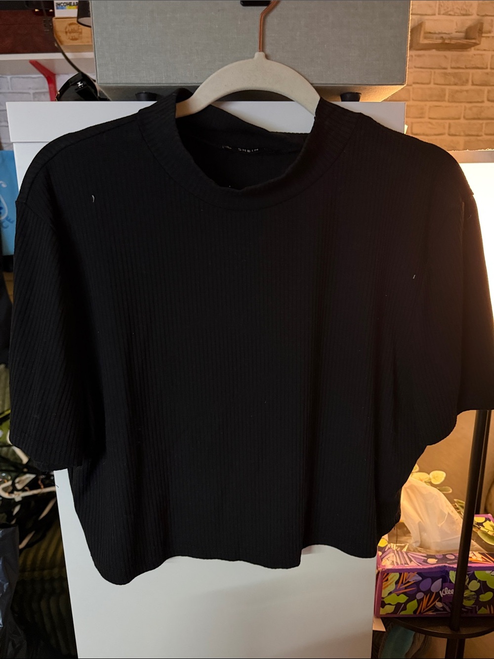SHEIN Black Ribbed Short-Sleeve Midi Top and Skirt